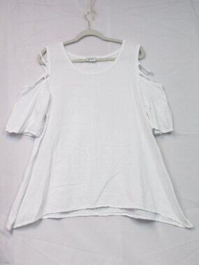 Oh My Gauze! Women's Size 2 White Cotton Cold Shoulder Top